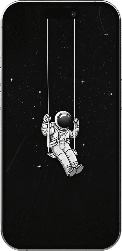 Space Astronaut Mobile Wallpaper Dynamic Island wallpaper showing an astronaut swinging in Space